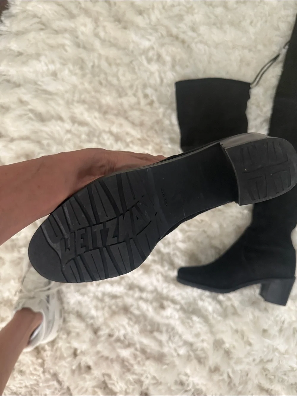 Stuart Weitzman Black Over-The-Knee Suede Block Heel Boots